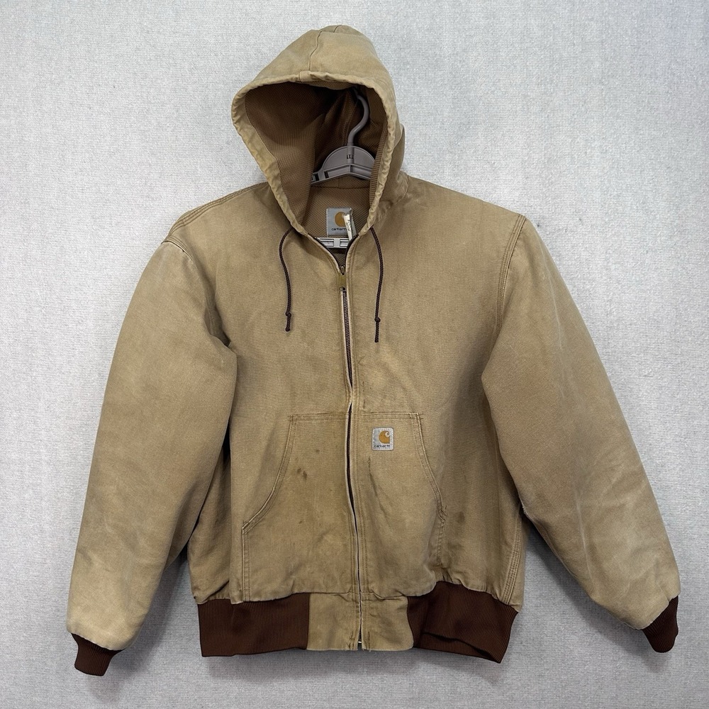 Vtg Carhartt JR106 X-Large Active Jacket Thermal Lined Hooded Distressed 1993